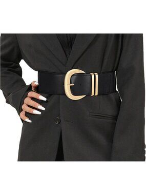 ⚡Black Women Elastic Waist Belt for Dresses Buckle Stretchy Waistband for Ladies